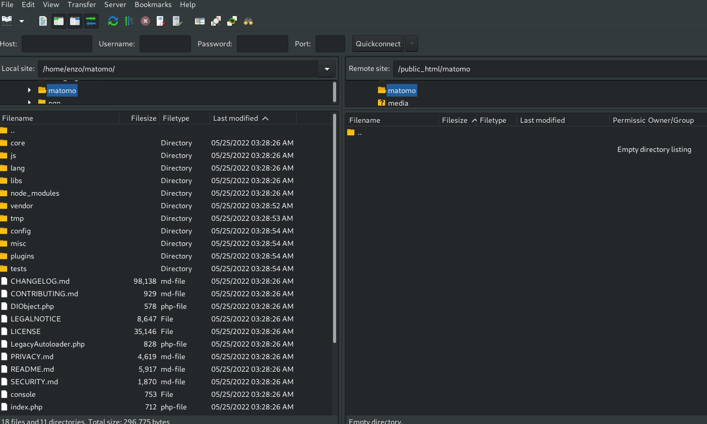 la schermata che si presenta ad un utente che lancia il software Filezilla